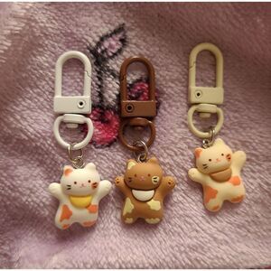 Set of 3 Cat Keychain Lot Cutecore Best Friends Gift School Bag Accessory Kids